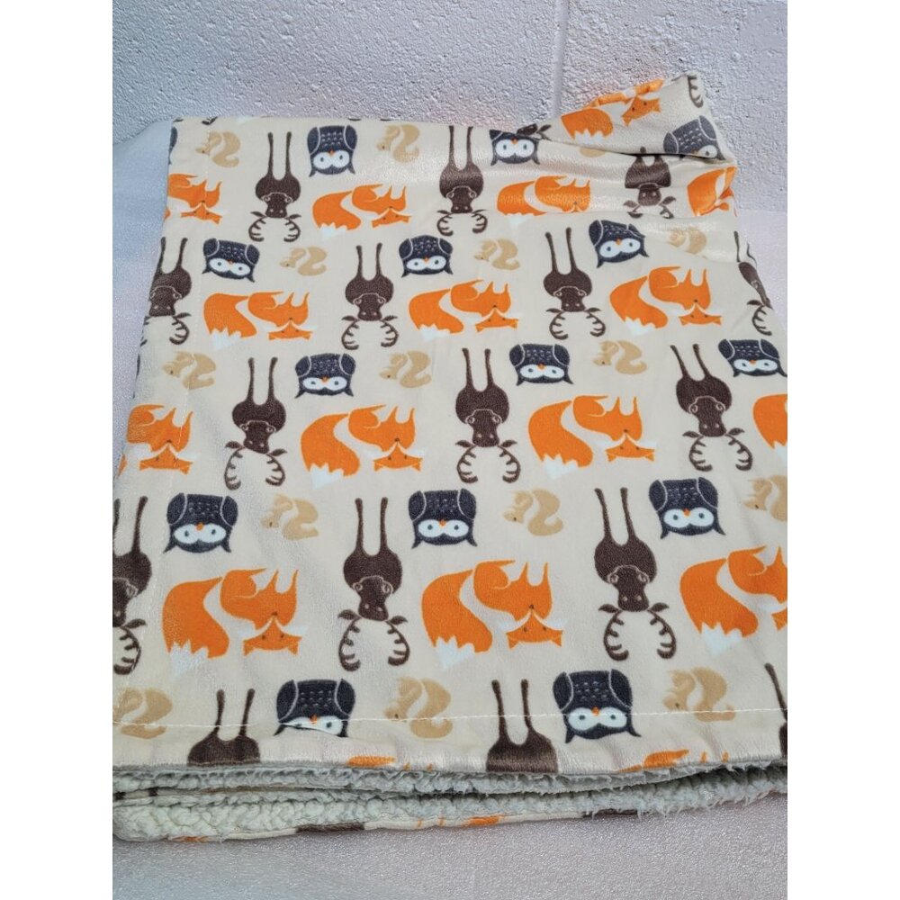 Hudson Baby HB Blanket Woodland Animals Sherpa Owls Squirrel Deer Fox Unisex
